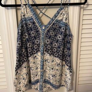 Lucky Brand Button Down Tie Back Tank